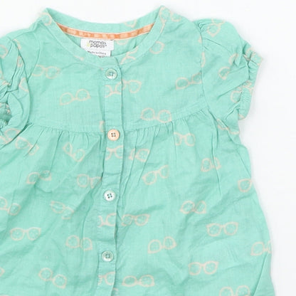 mamas & papas Boys Blue Geometric  Basic T-Shirt Size 3-6 Months  - Glasses
