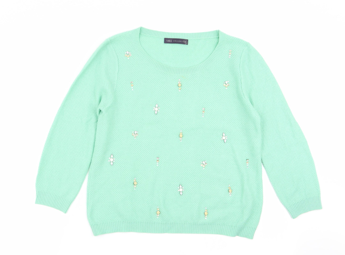 Womens UK Size 8 M&S Green Pullover Jumper