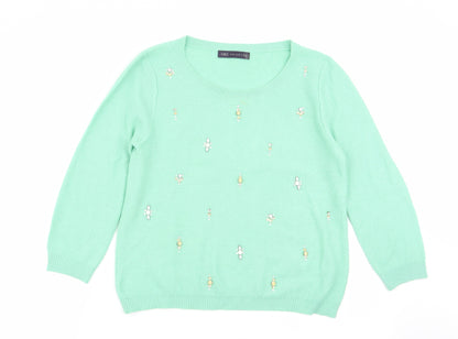 Womens UK Size 8 M&S Green Pullover Jumper