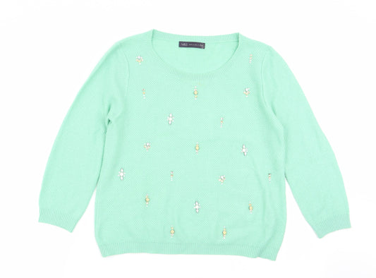 Womens UK Size 8 M&S Green Pullover Jumper