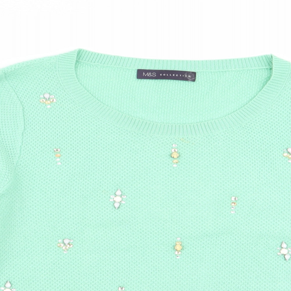 Womens UK Size 8 M&S Green Pullover Jumper