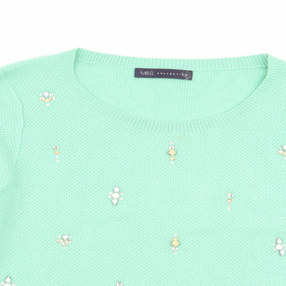 Womens UK Size 8 M&S Green Pullover Jumper