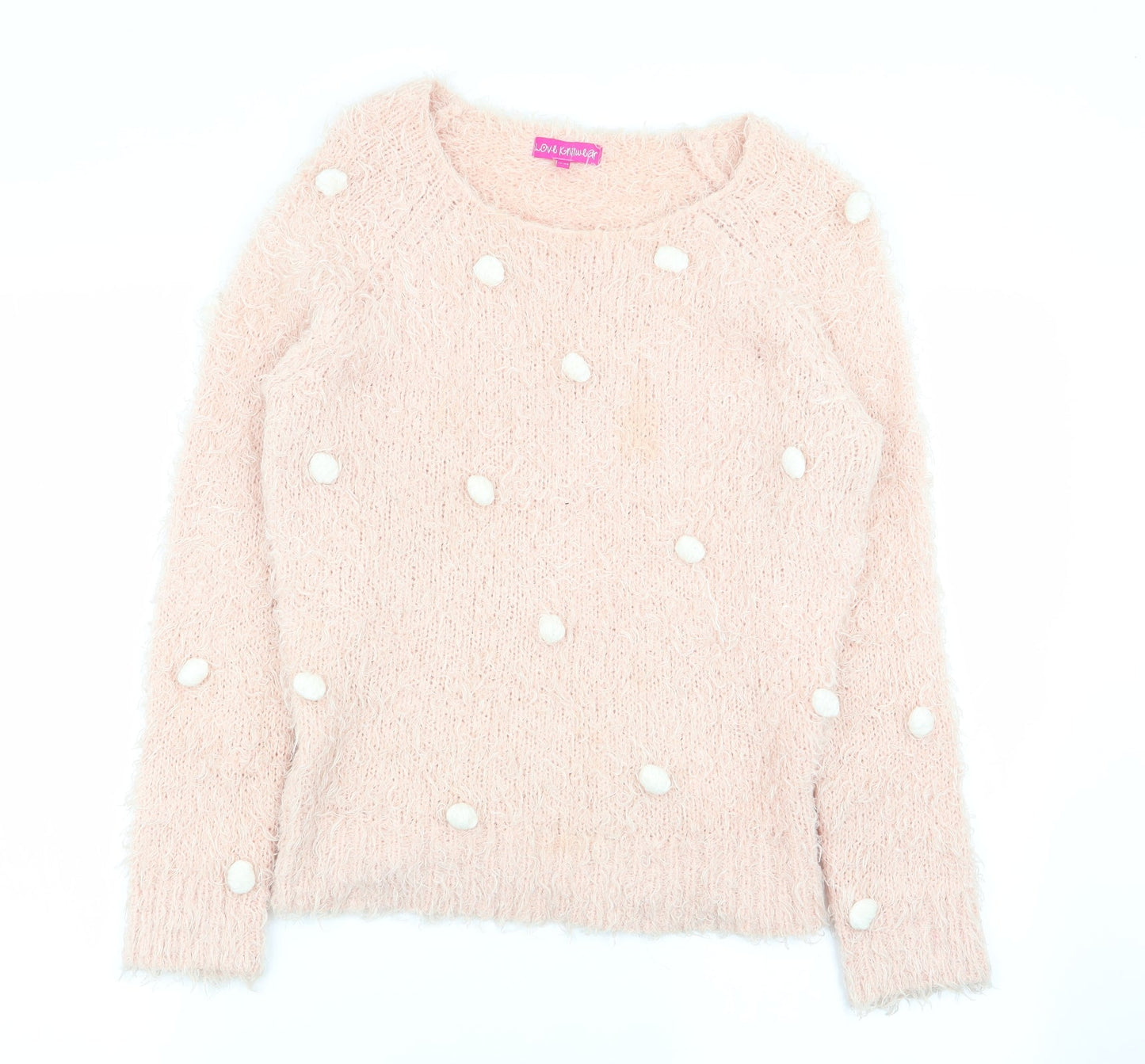 love knitwear Womens Pink Polka Dot  Pullover Jumper Size 10