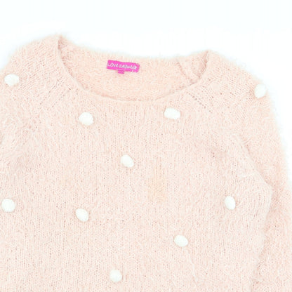 love knitwear Womens Pink Polka Dot  Pullover Jumper Size 10