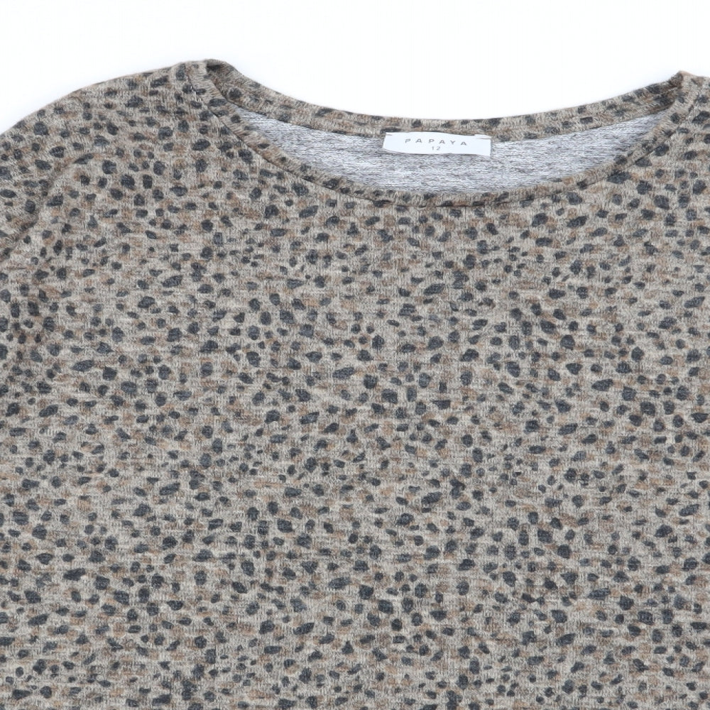 Papaya Womens Multicoloured Animal Print  Basic T-Shirt Size 12