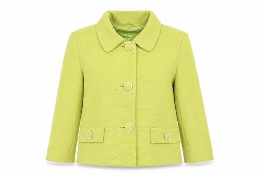 Front view of Country Casuals women’s green jacket blazer, size UK 12