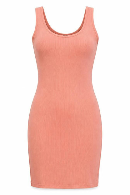 Front view of Boohoo women’s orange fit & flare, size UK 10
