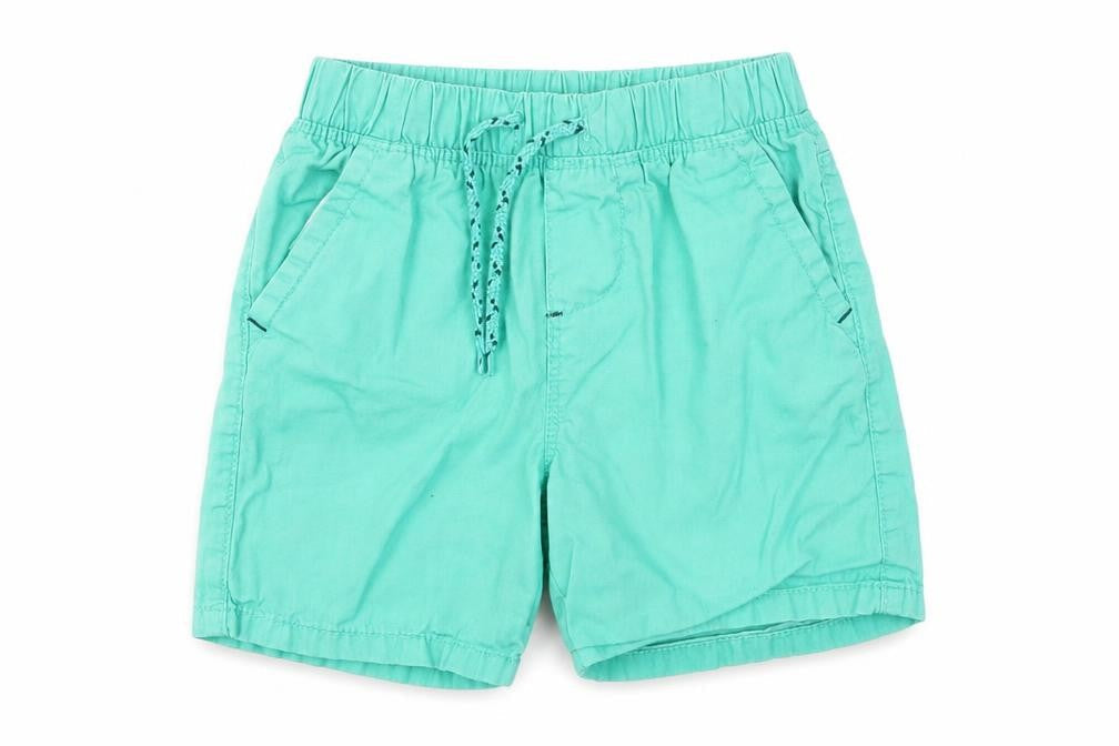Front view of Rebel boys’ green houndstooth cargo shorts, size 2, years