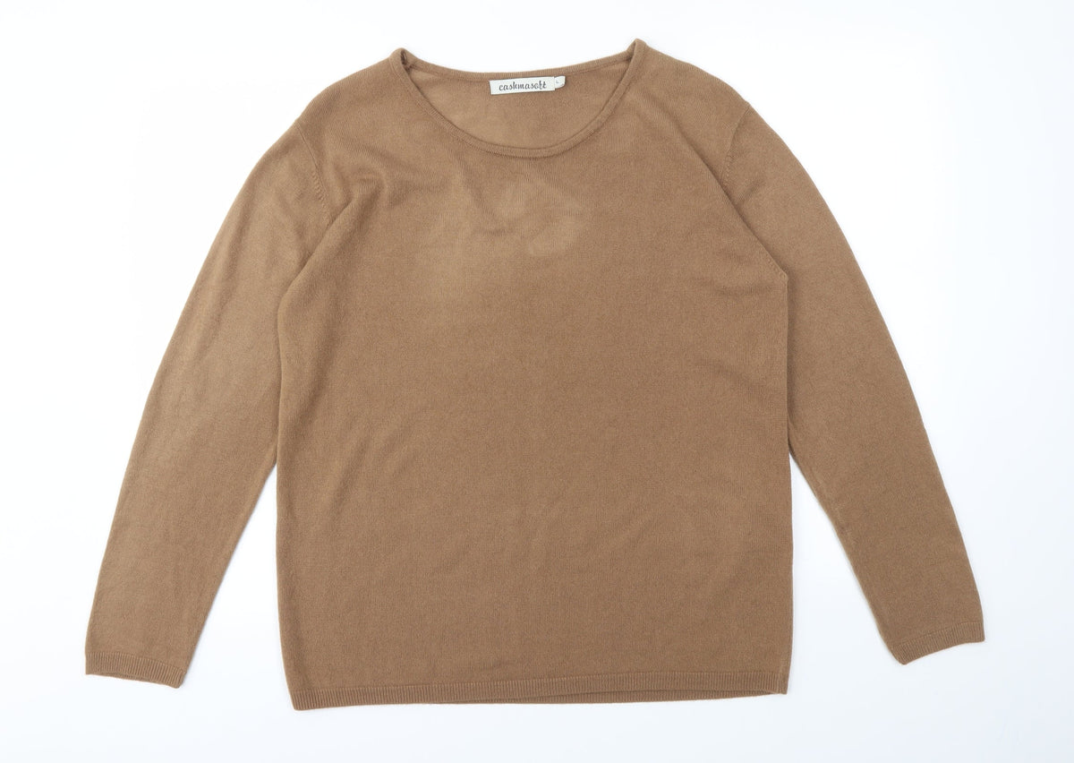 Additional front view of CASHMASOBT women’s beige jumper, size L