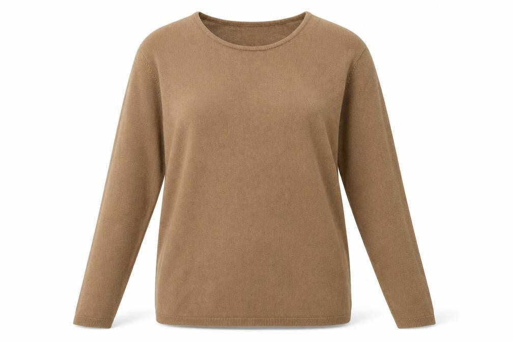 Front view of CASHMASOBT women’s beige jumper, size L