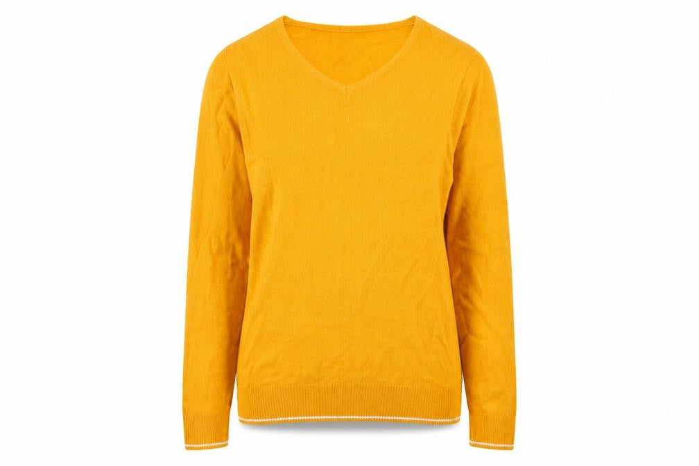 Front view of Globus women’s yellow jumper, size L