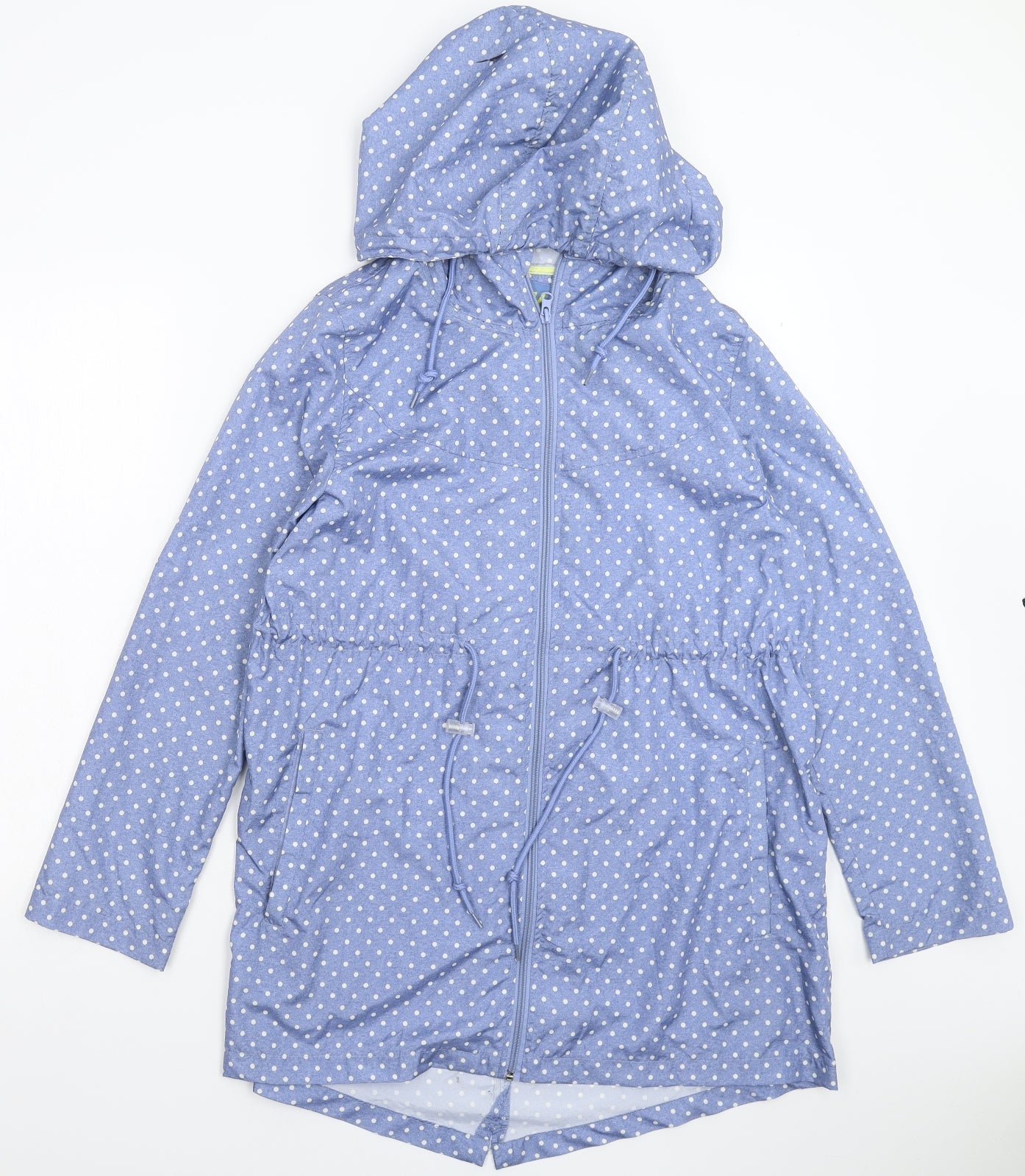 Parka in a Pocket Womens Blue Polka Dot  Parka Coat Size S