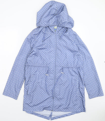 Parka in a Pocket Womens Blue Polka Dot  Parka Coat Size S