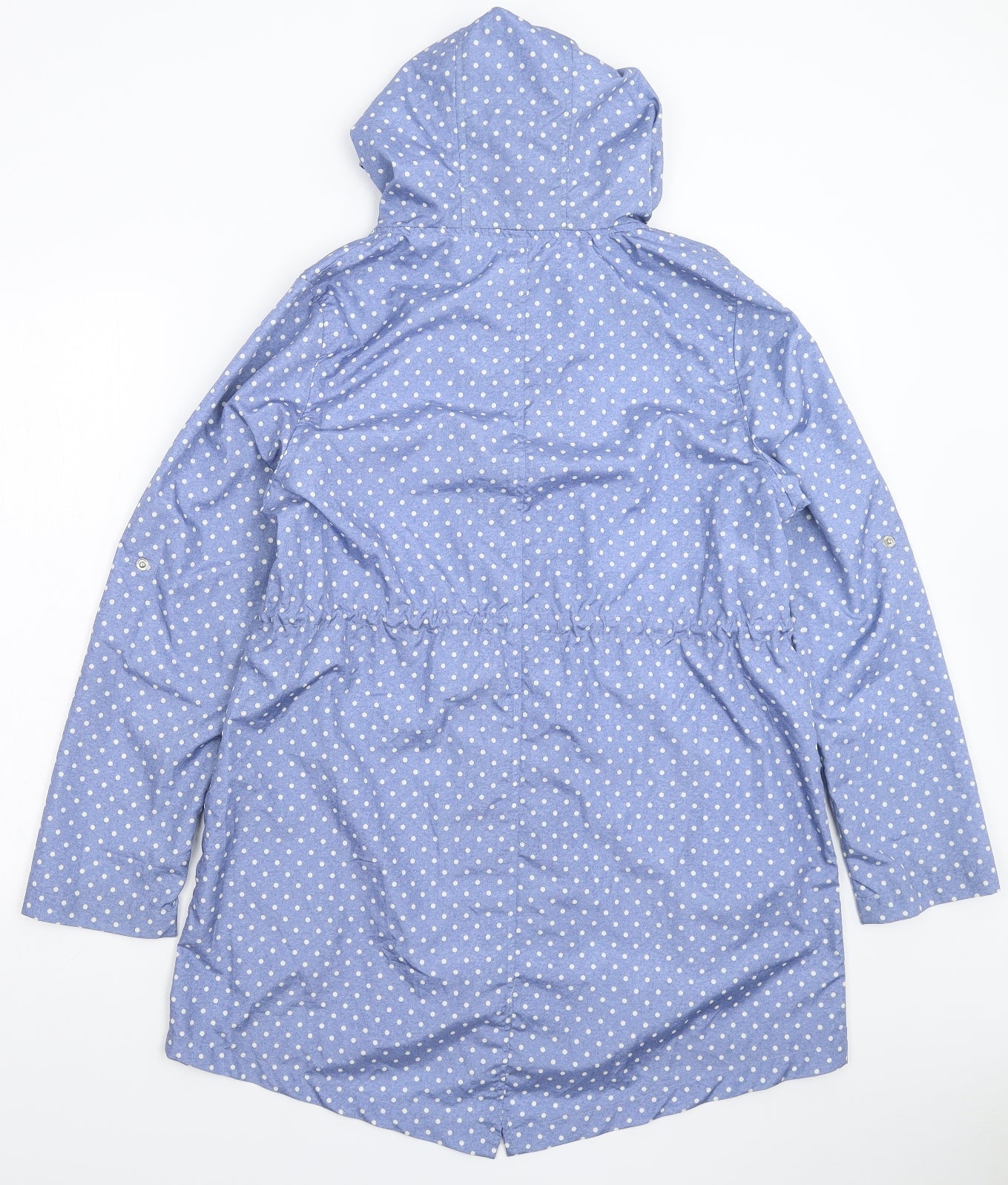 Parka in a Pocket Womens Blue Polka Dot  Parka Coat Size S