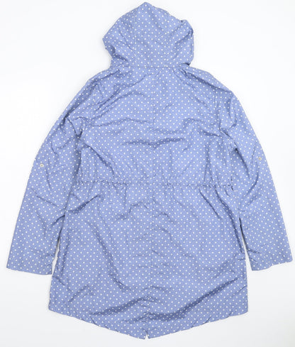 Parka in a Pocket Womens Blue Polka Dot  Parka Coat Size S