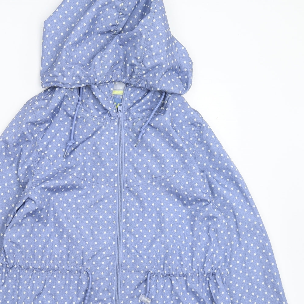 Parka in a Pocket Womens Blue Polka Dot  Parka Coat Size S