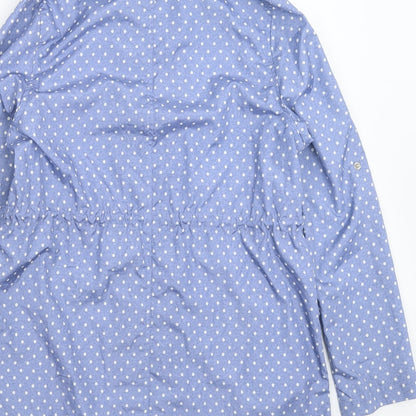 Parka in a Pocket Womens Blue Polka Dot  Parka Coat Size S