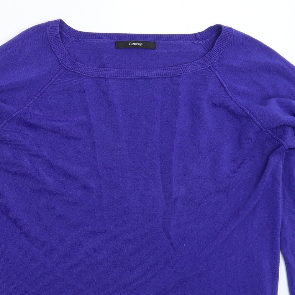 George Womens Blue  Knit Pullover Jumper Size 12