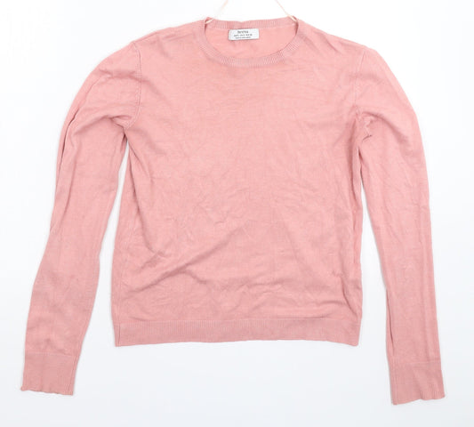 Bershka Womens Pink  Knit Pullover Jumper Size S