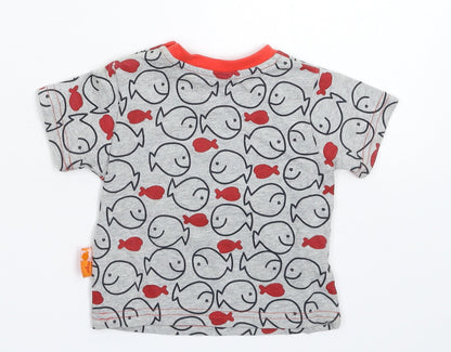 Back view of Miobic Baby Grey Basic T-Shirt, size 6-9, Months