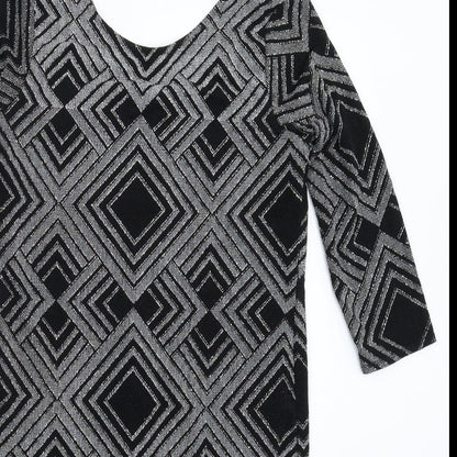Wallis Womens Black Geometric  Bodycon  Size 10