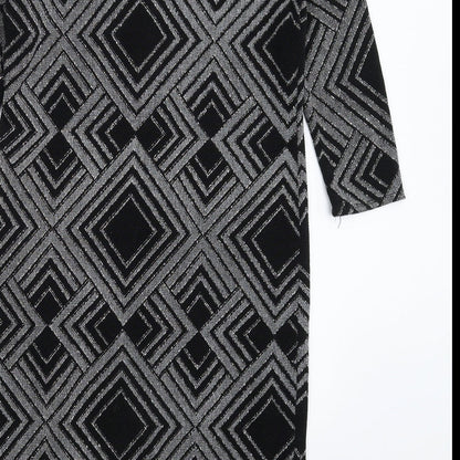Wallis Womens Black Geometric  Bodycon  Size 10