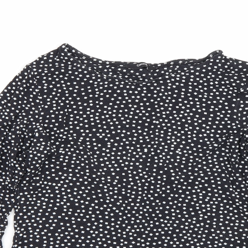 George Womens Black Polka Dot  Basic T-Shirt Size 10