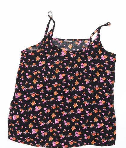 Noisy may Womens Black Floral  Basic Tank Size L