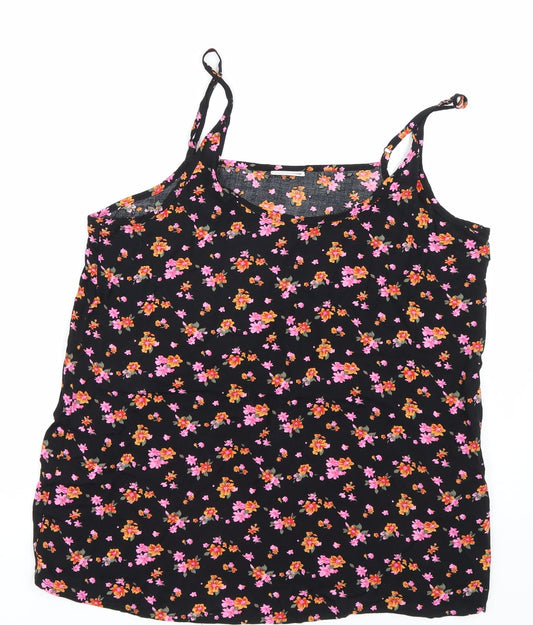 Noisy may Womens Black Floral  Basic Tank Size L