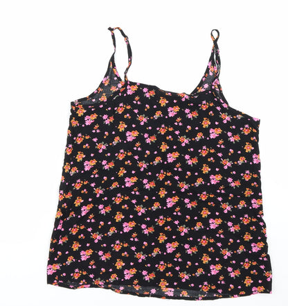 Noisy may Womens Black Floral  Basic Tank Size L