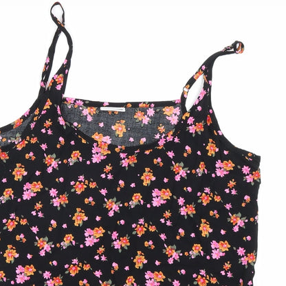 Noisy may Womens Black Floral  Basic Tank Size L