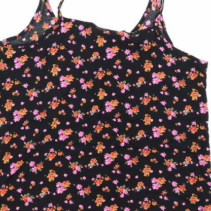 Noisy may Womens Black Floral  Basic Tank Size L