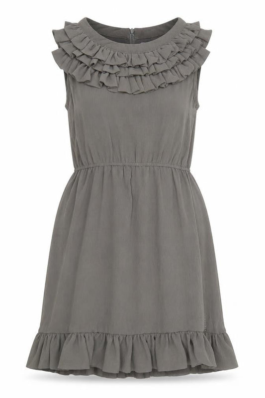 Front view of Purple women’s grey fit & flare, size M