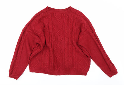 Womens UK Size L Papaya Red Pullover Jumper