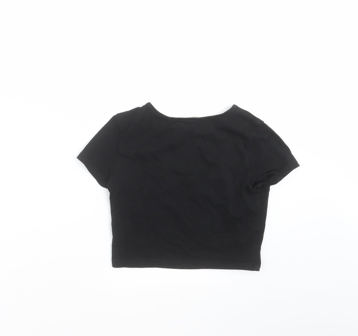 SheIn Girls Black   Cropped T-Shirt Size 8 Years  - rose