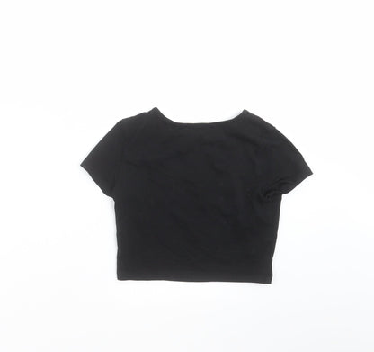 SheIn Girls Black   Cropped T-Shirt Size 8 Years  - rose
