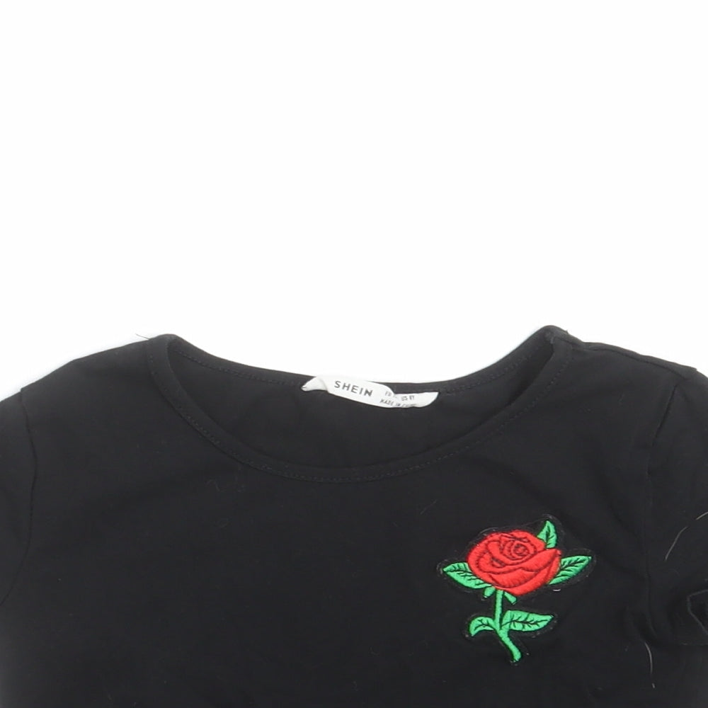 SheIn Girls Black   Cropped T-Shirt Size 8 Years  - rose