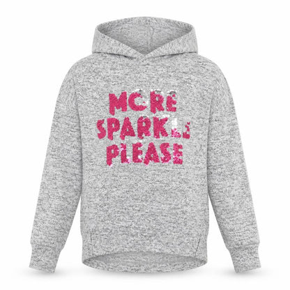 Front view of Tu girls’ grey knit pullover hoodie, size 9, years - more sparkle please