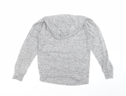 TU Girls Grey  Knit Pullover Hoodie Size 9 Years  - more sparkle please