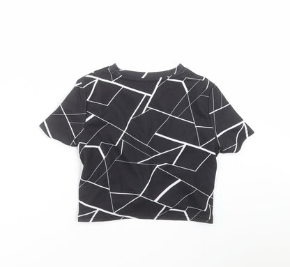 SheIn Girls Black Geometric  Cropped T-Shirt Size 10 Years