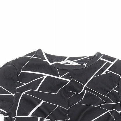 SheIn Girls Black Geometric  Cropped T-Shirt Size 10 Years