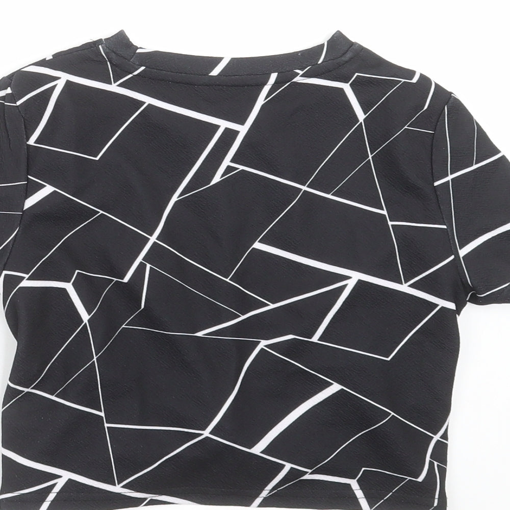 SheIn Girls Black Geometric  Cropped T-Shirt Size 10 Years