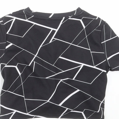 SheIn Girls Black Geometric  Cropped T-Shirt Size 10 Years