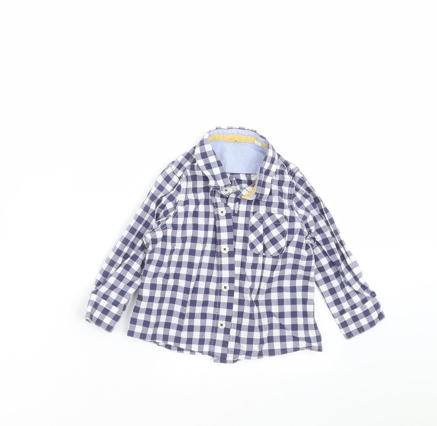 Preworn Boys Blue Check  Basic Button-Up Size 12-18 Months