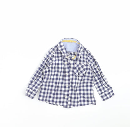 Preworn Boys Blue Check  Basic Button-Up Size 12-18 Months