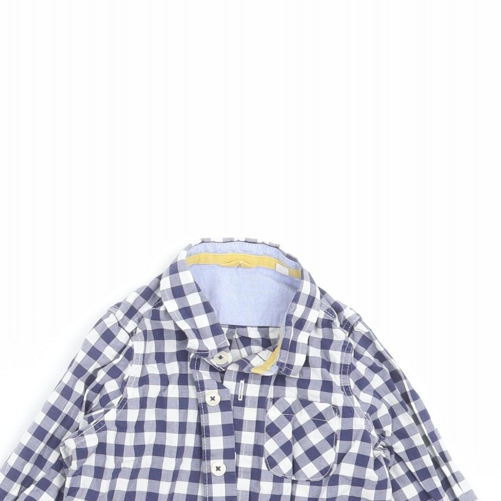 Preworn Boys Blue Check  Basic Button-Up Size 12-18 Months