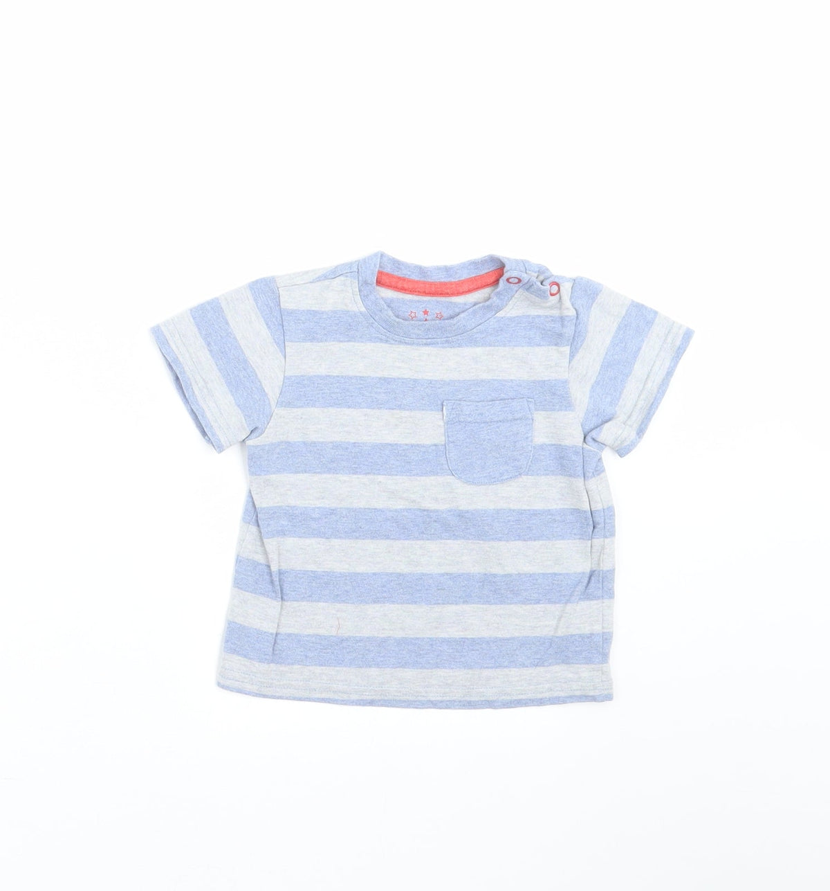 Additional front view of Tu Baby Blue Striped Basic T-Shirt, size 6-9, Months