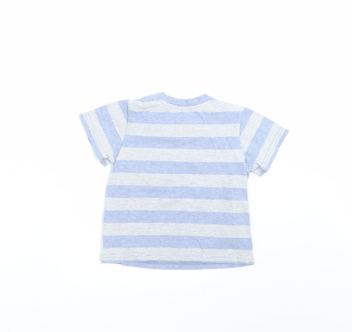 Back view of Tu Baby Blue Striped Basic T-Shirt, size 6-9, Months