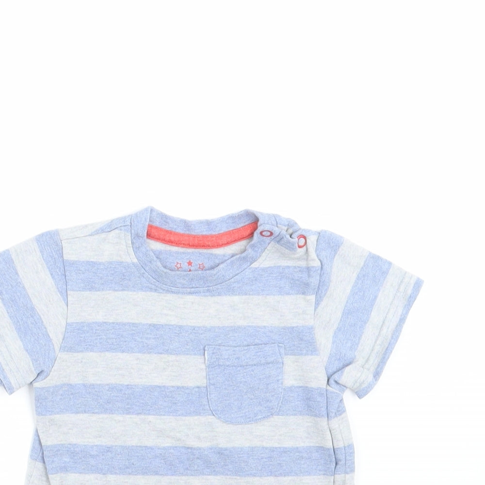 Close-up detail of Tu Baby Blue Striped Basic T-Shirt, size 6-9, Months