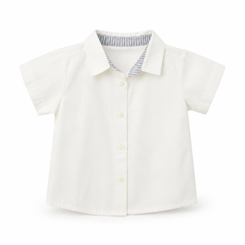 Front view of baby rose Baby White Basic Button-Up, size 9-12, Months
